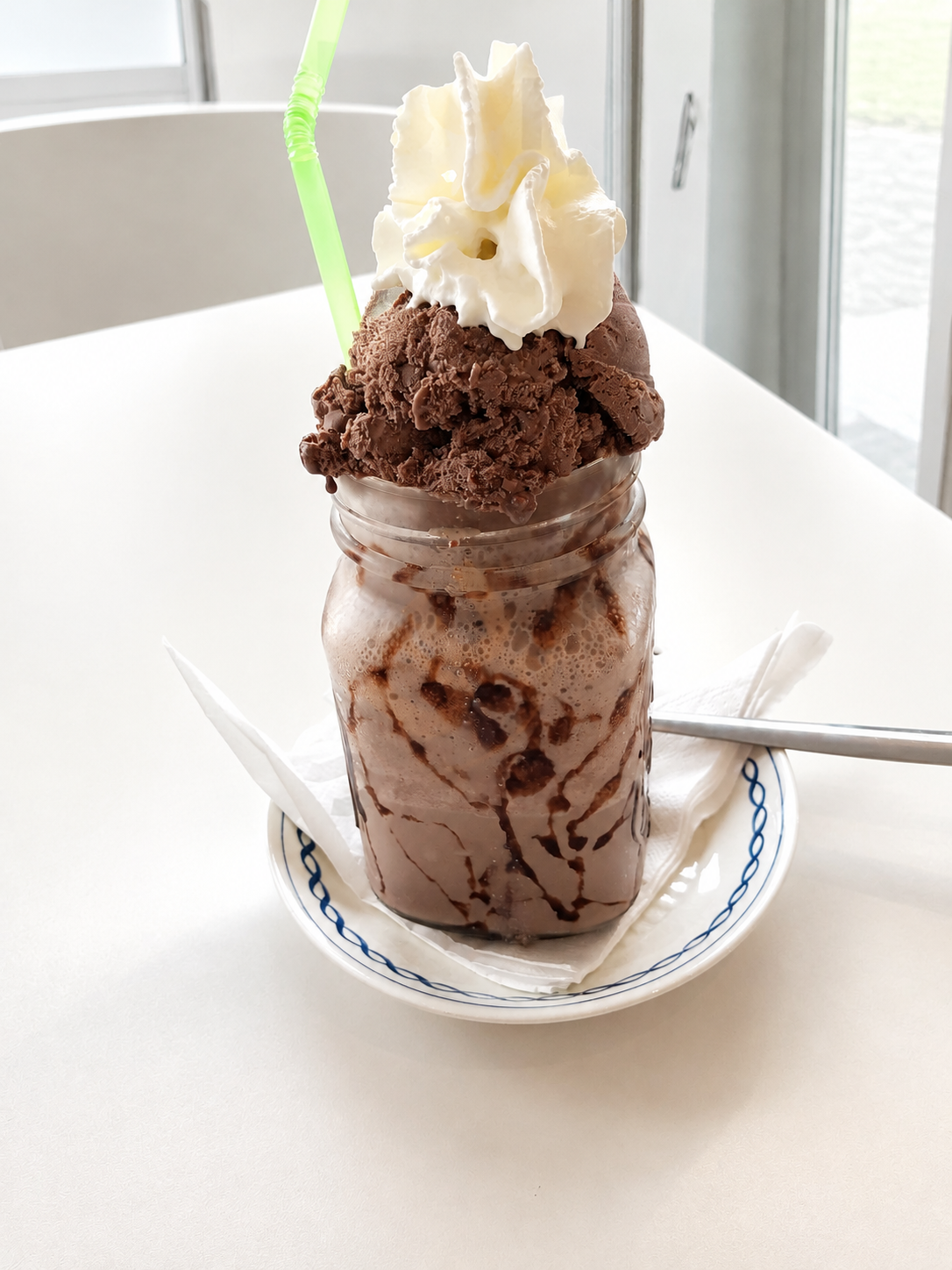 Chocolate milkshake with whipped cream
